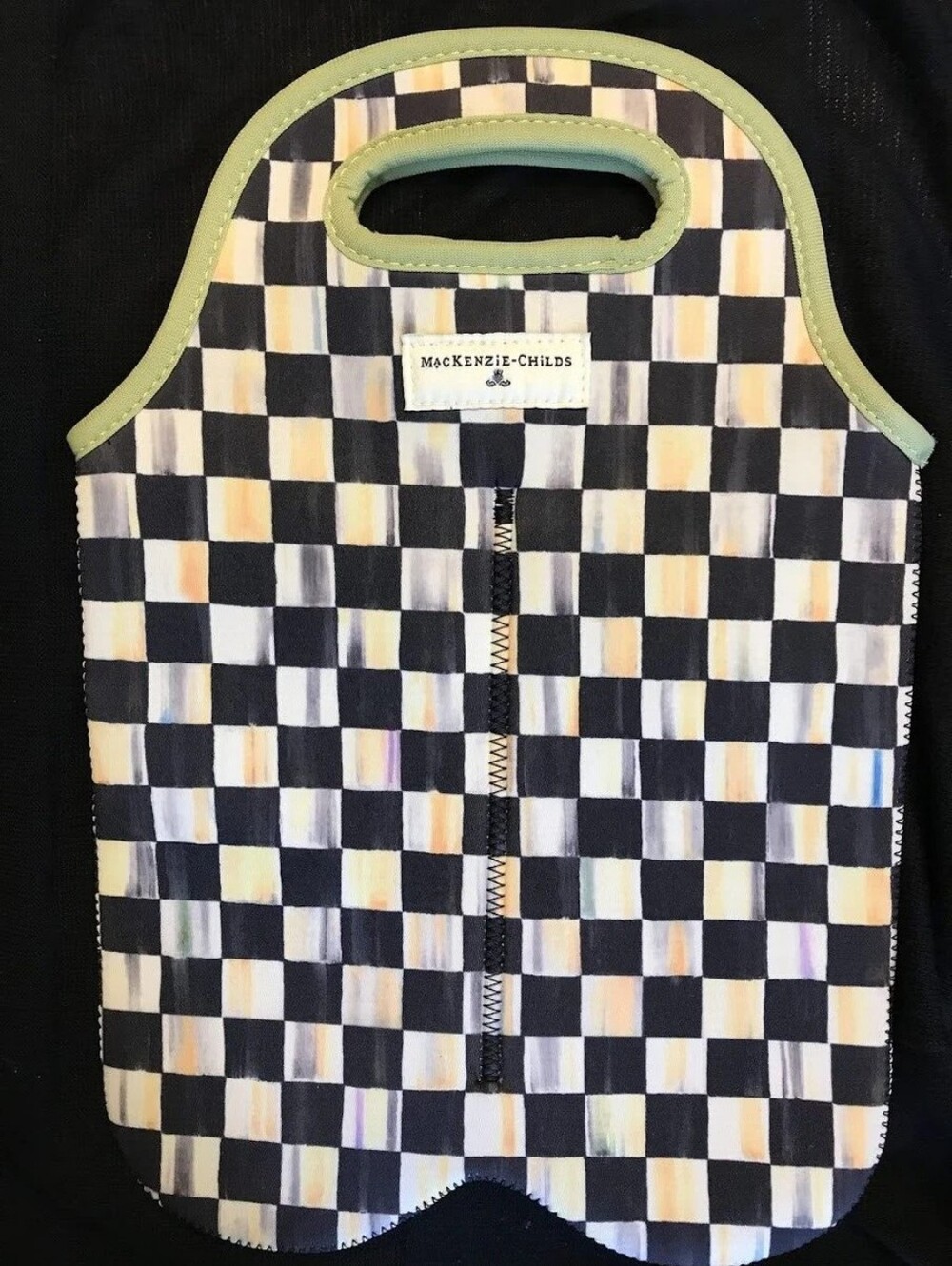 Mackenzie Childs Courtly Check Double Wine Tote Neoprene